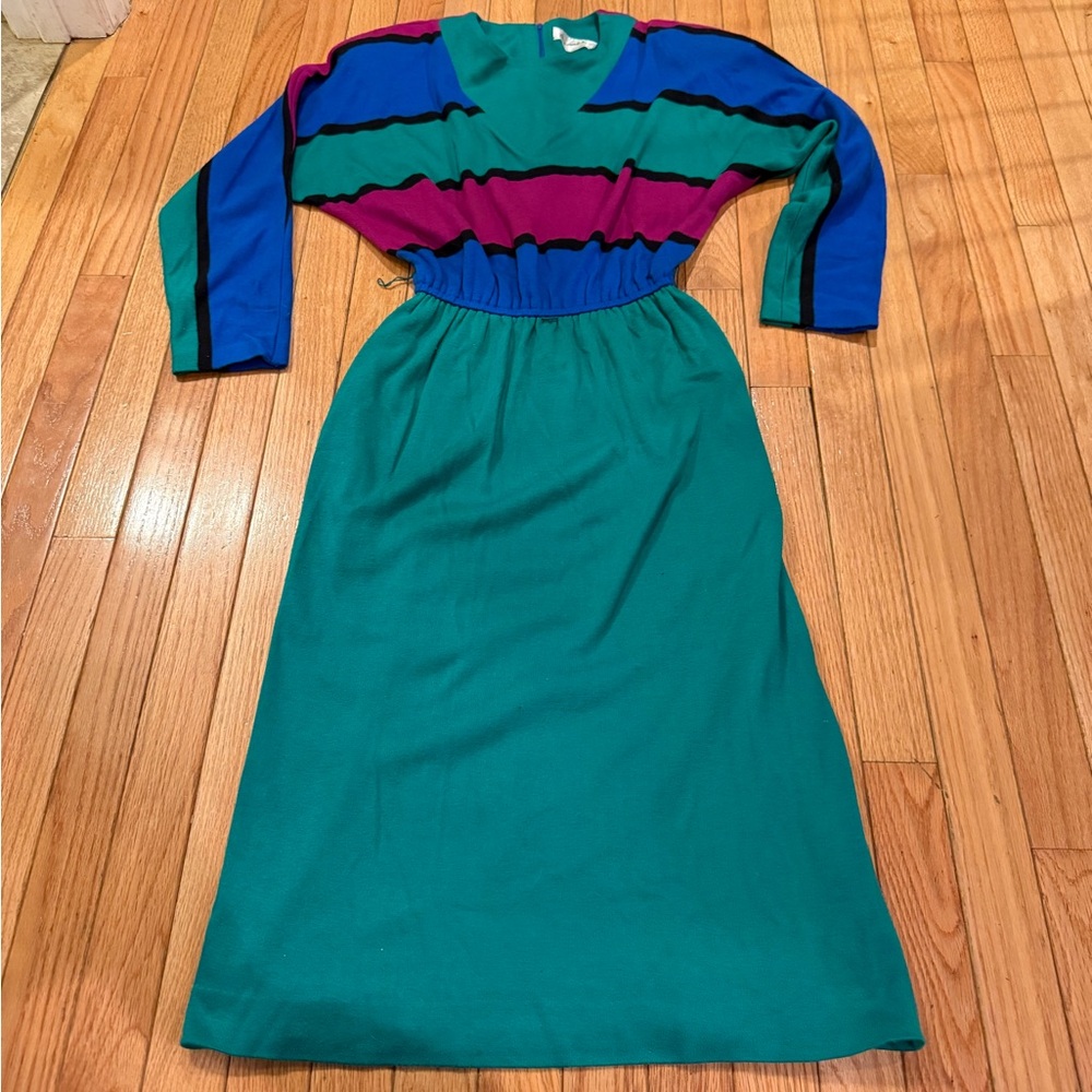 Chic Multicolor Vinbrant 80s Midi Dress